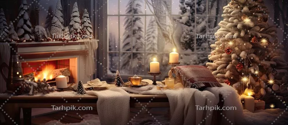 جذاب‌ترین فضای کریسمس با شومینه، برف مصنوعی و نوشیدنی‌های داغ