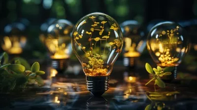 نمایش منحصر به فرد نورپردازی با حباب های لامپ و گیاهان درون آن با الهام از فناوری و طبیعت