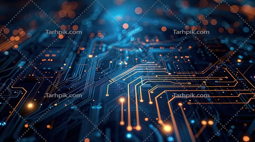 پسزمینه مدار چاپی تولید شده توسط هوش مصنوعی در تکنولوژی الکترونیک