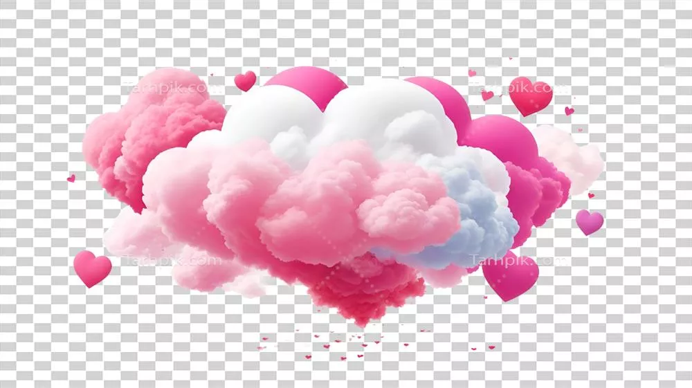 عکس زمینه ابری روز ولنتاین با قلبهای صورتی و طراحی هوش مصنوعی