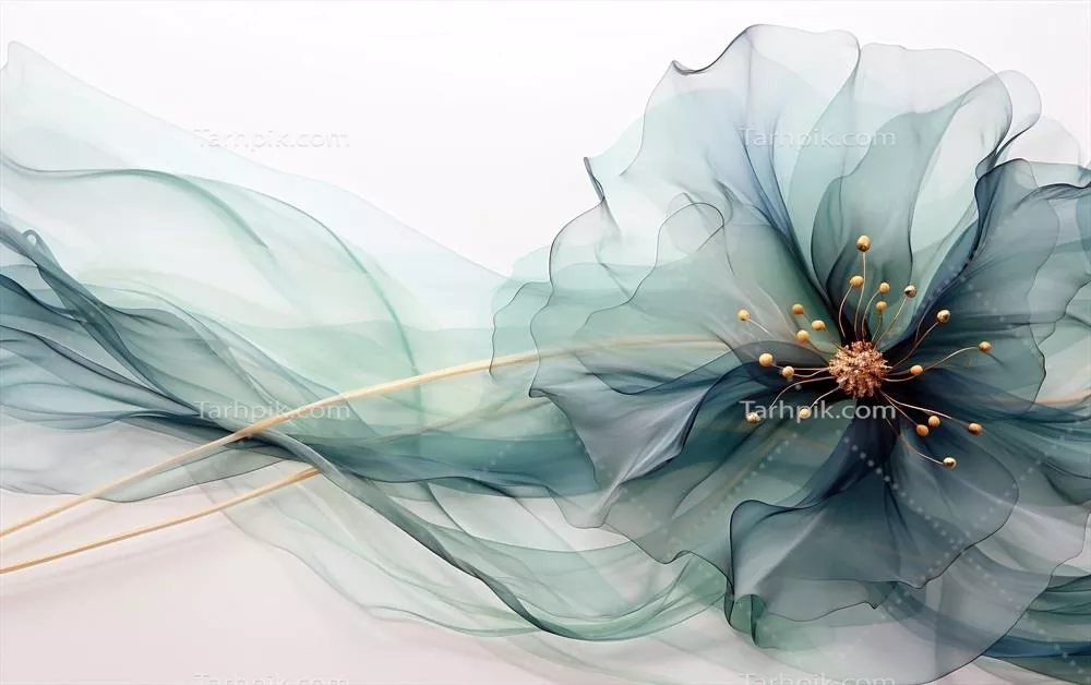 رنگ نرم و سبز نعناعی با بافت مرمرین و گل‌های شکوفه دار