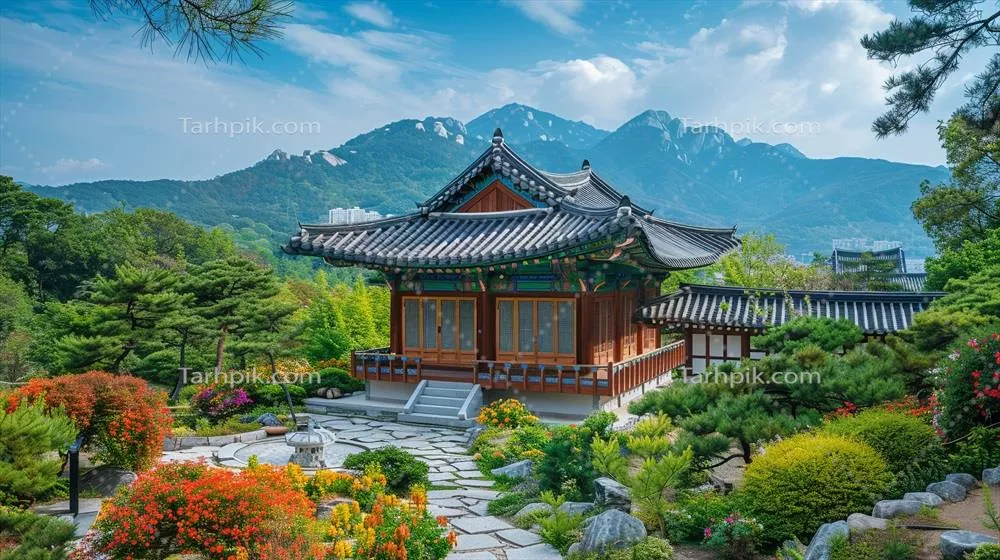 معماری سنتی کره‌ای تولید شده توسط هوش مصنوعی: نمادهای تاریخی سئول، کره جنوبی