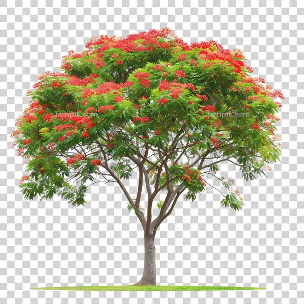 درخت دلونیکس رجیا با پس زمینه شفاف و برش خورده