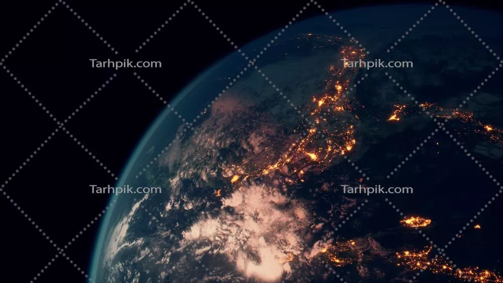نمای زیبا و فضایی زمین با تشکیل ابرها در کهکشان