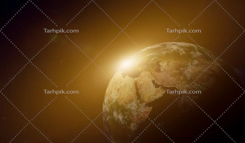 نمایی سهبعدی از زمین در شب از فضا با عناصر علمی، عکسهای ناسا