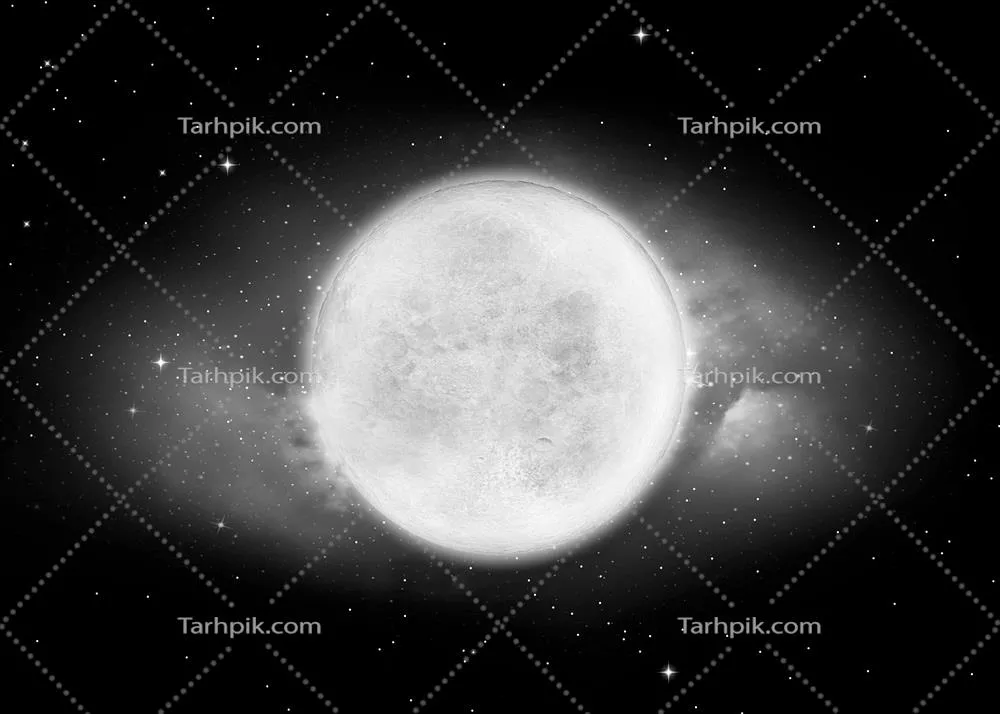 تصویر زیبای ماه در آسمان شب با سه بعدی شگفتانگیز و تاریکی مطلق