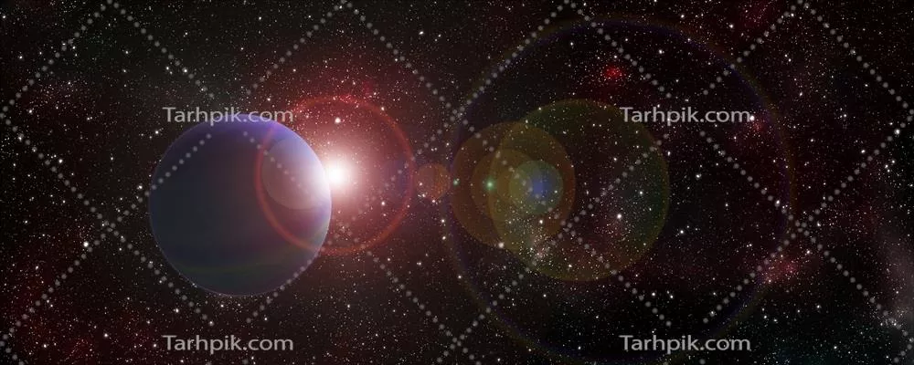 طرح گرافیکی انتزاعی که کهکشان و ستاره‌های جهانی خارج از زمین را به تصویر می‌کشد