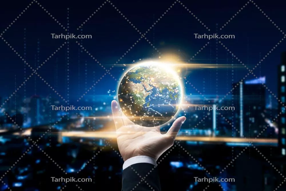 مفهوم ارتباطات جهانی: مردان با شبکه های اجتماعی و استراتژی تجاری در کره زمین