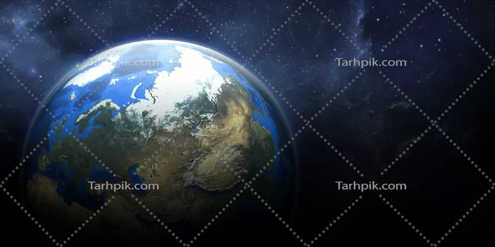 کولاژ انتزاعی زمین در فضا: دیوارپوش آبی مرمری با سه بعدی 2023