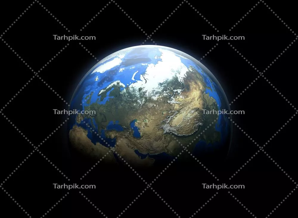 کلاژ انتزاعی زمین در فضای بیرونی با طراحی سه بعدی و زمینه آبی مرمری