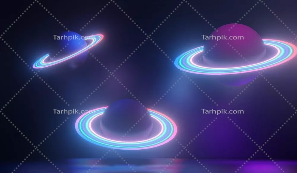 رندر سه بعدی از نور نئون RGB بر روی پس زمینه تاریک: خطوط لیزر در شب