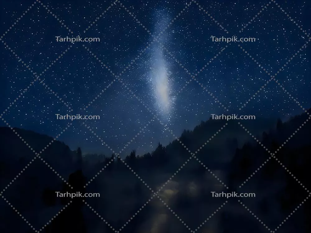کهکشان راه شیری و نور صورتی در شب کوه‌ها: منظره رنگارنگ با آسمان ستاره‌ای