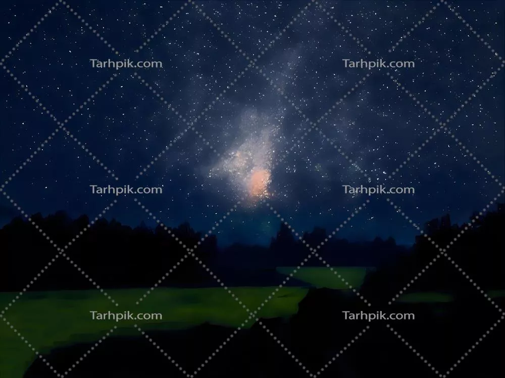 زیبایی کهکشان راه شیری و نور صورتی در کوه‌ها در شب، منظره‌ای رنگارنگ و آسمان پرستاره