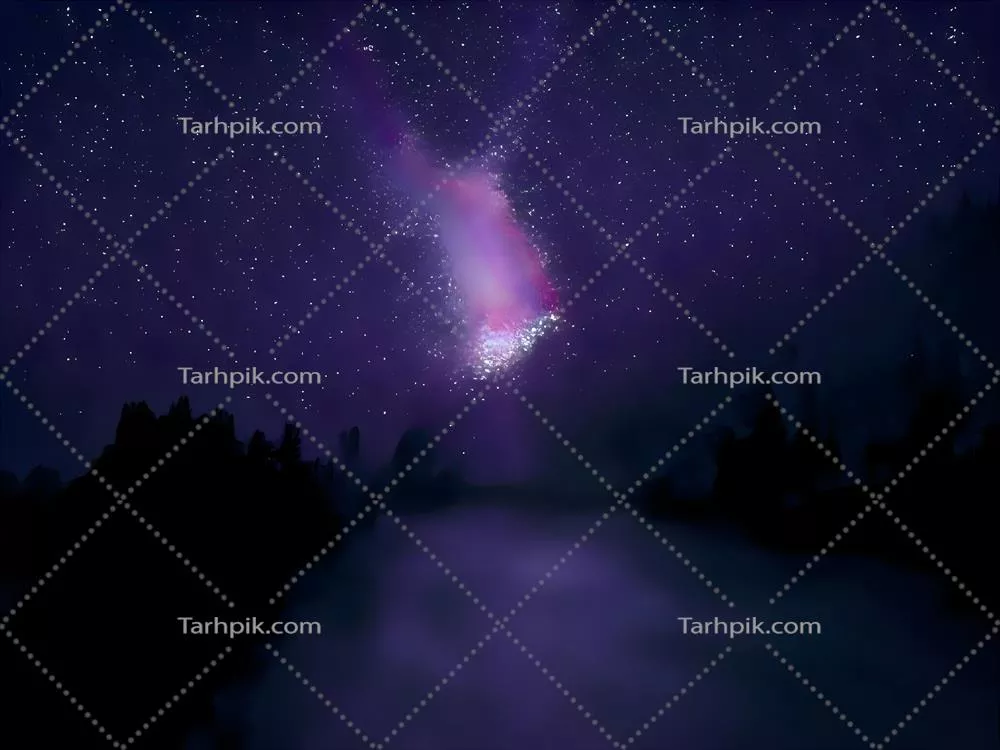 کهکشان راه شیری و نور صورتی در شب کوه‌ها؛ چشم‌انداز رنگارنگ و آسمان پر ستاره