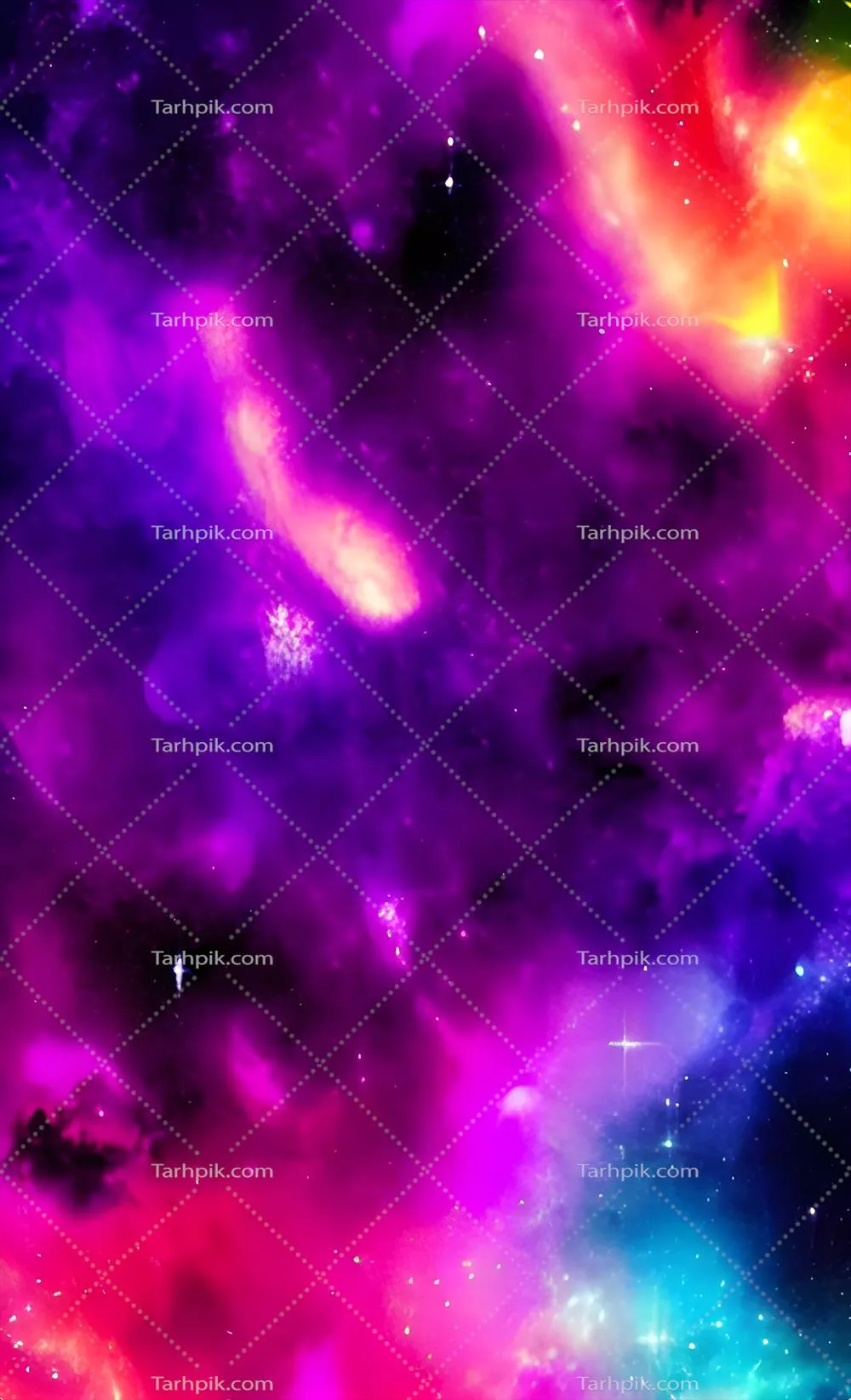 پسزمینه کهکشانی و فضایی با جادو و رنگهای بنفش و آبی در کهکشان شب