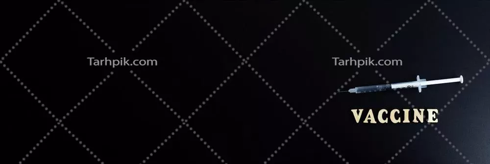 یک سرنگ با دوز دارو یا واکسن بر روی پس‌زمینه سیاه و فضای خالی برای متن درباره واکسن های آنفولانزا و کروناویروس