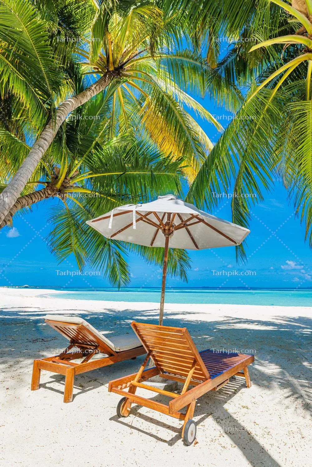 چشمانداز زیبا و پانورامیک سواحل tropical در یک جزیره آرام و مجلل در تابستان
