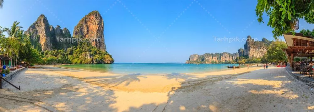 نما panoramic زیبای ساحل ریلای در کرابی، تایلند با چشماندازهای شگفتانگیز