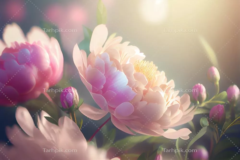 گل نسرین صورتی طبیعی با زمینه تابستانی - هنر تولیدی هوش مصنوعی
