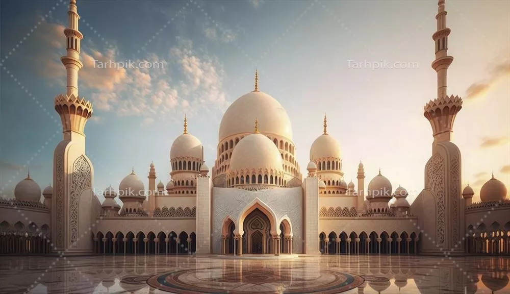 تصویر طراحی معماری شگفت‌انگیز مسجد مسلمانان در ماه رمضان کریم