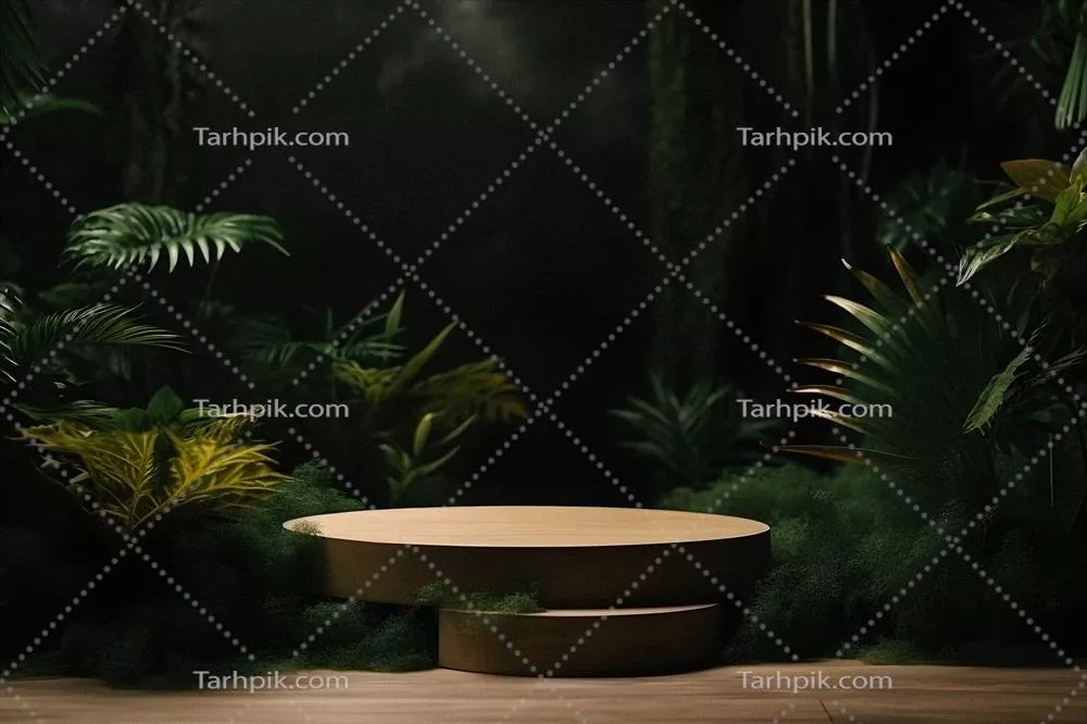 موکاپ پایگاه خالی با پس‌زمینه جنگل برای ایجاد تأثیر بصری چشم‌گیر
