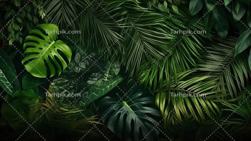 تصویر زمینه برگ‌های گرمسیری: هنر تولیدی با هوش مصنوعی