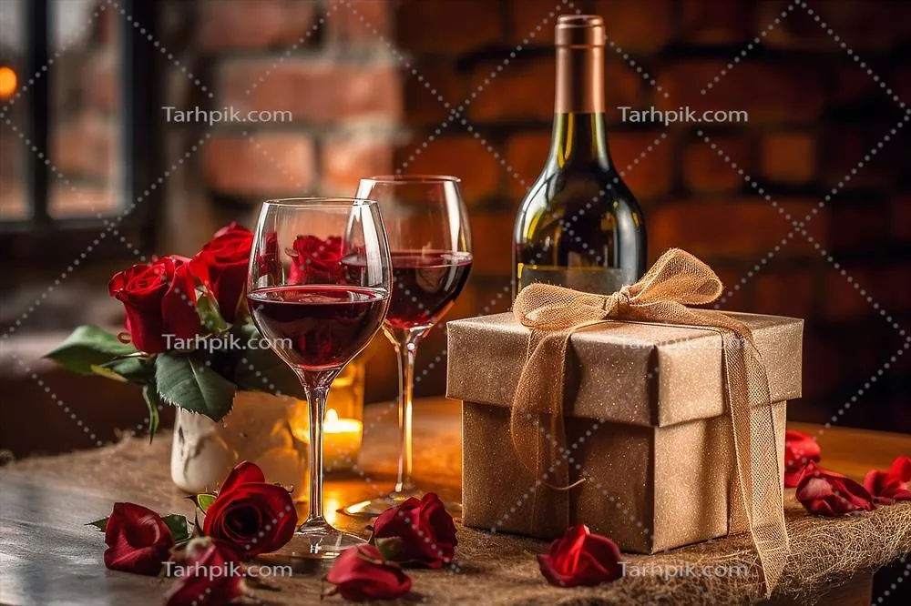 هدیه ولنتاین با گل‌های رز و شراب قرمز: یک پیشنهاد خاص و جذاب