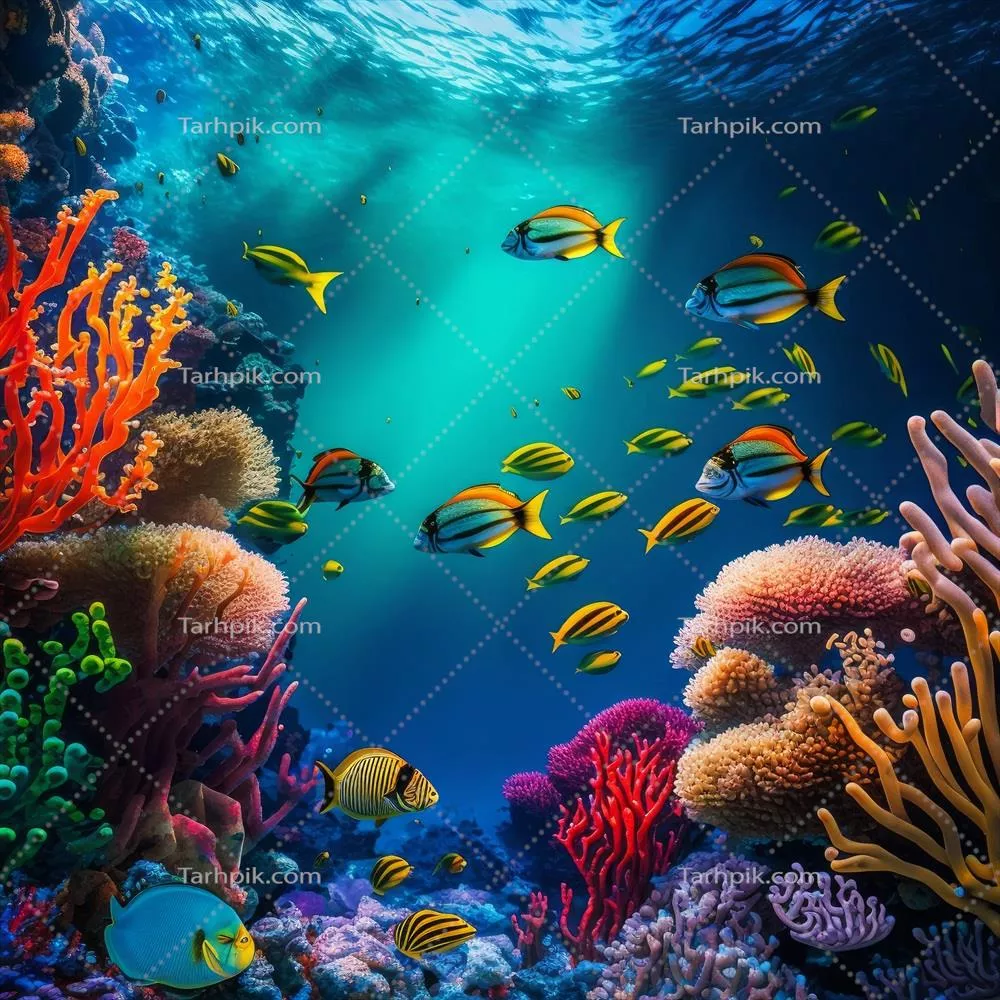تصویر پس‌زمینه زیبا از ریف دریایی با استفاده از هوش مصنوعی
