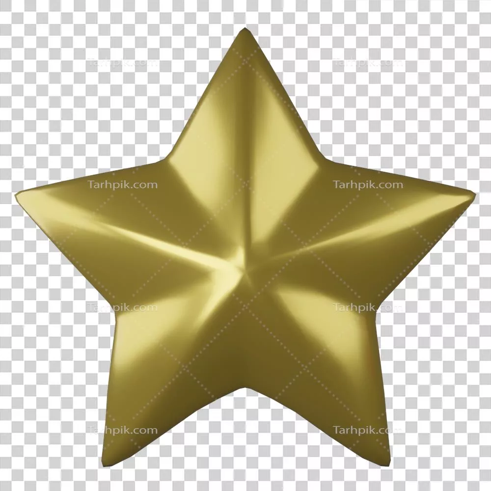 طراحی سهبعدی و رندرینگ ستاره طلایی با پسزمینه شفاف