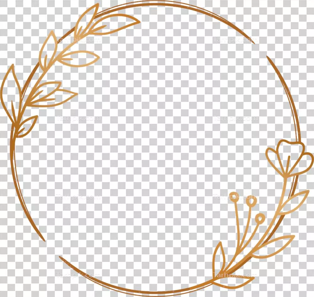 قاب گلدار دایره ای طلایی با طراحی شیک برای دعوتنامه عروسی و نامزدی