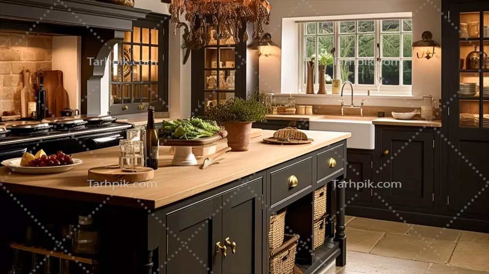 دکوراسیون پاییزی آشپزخانه با استایل کلبه‌ای و کلاسیک برای فصل پاییز