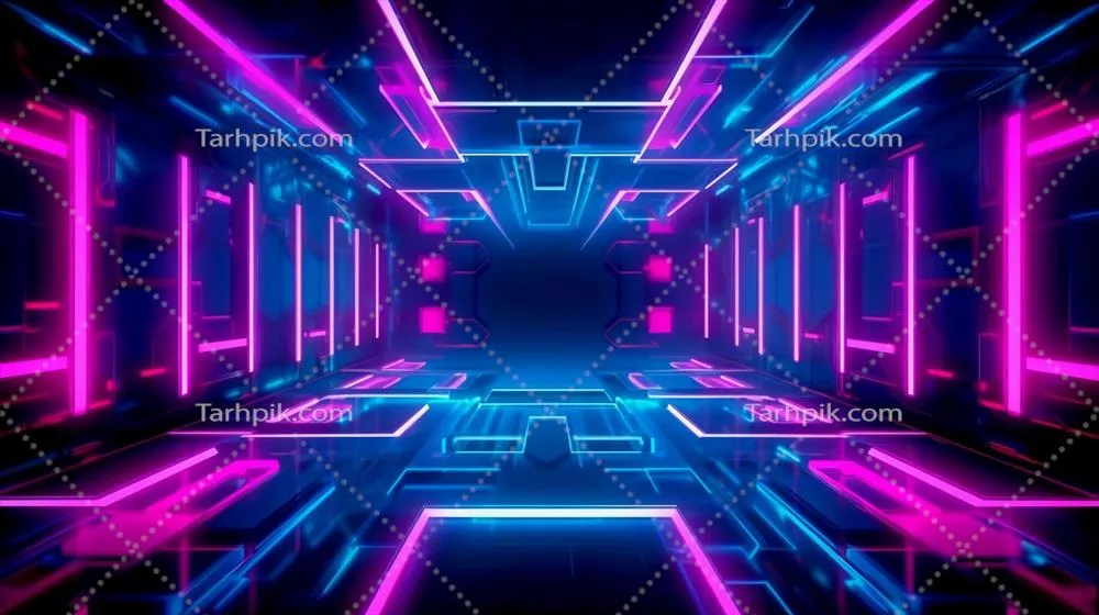 پسزمینهای انتزاعی و آیندهنگر با فناوری سایبری و نورهای نئون برای پروژههای هوش مصنوعیGenerative