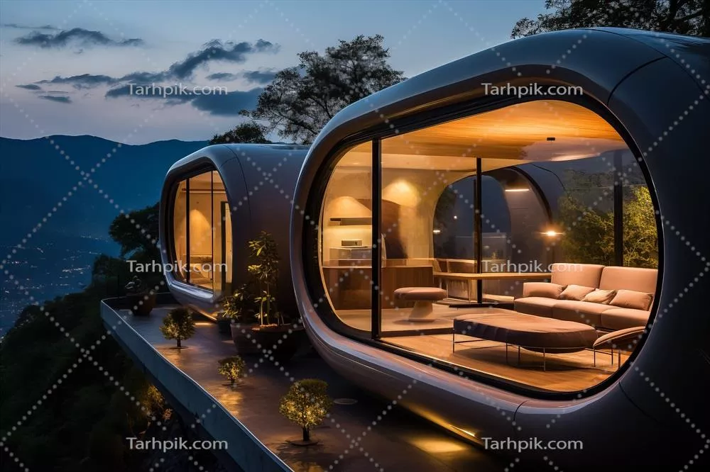 کپسول خانه با دیدی آرام به مناظر کوهستانی دلنشین
