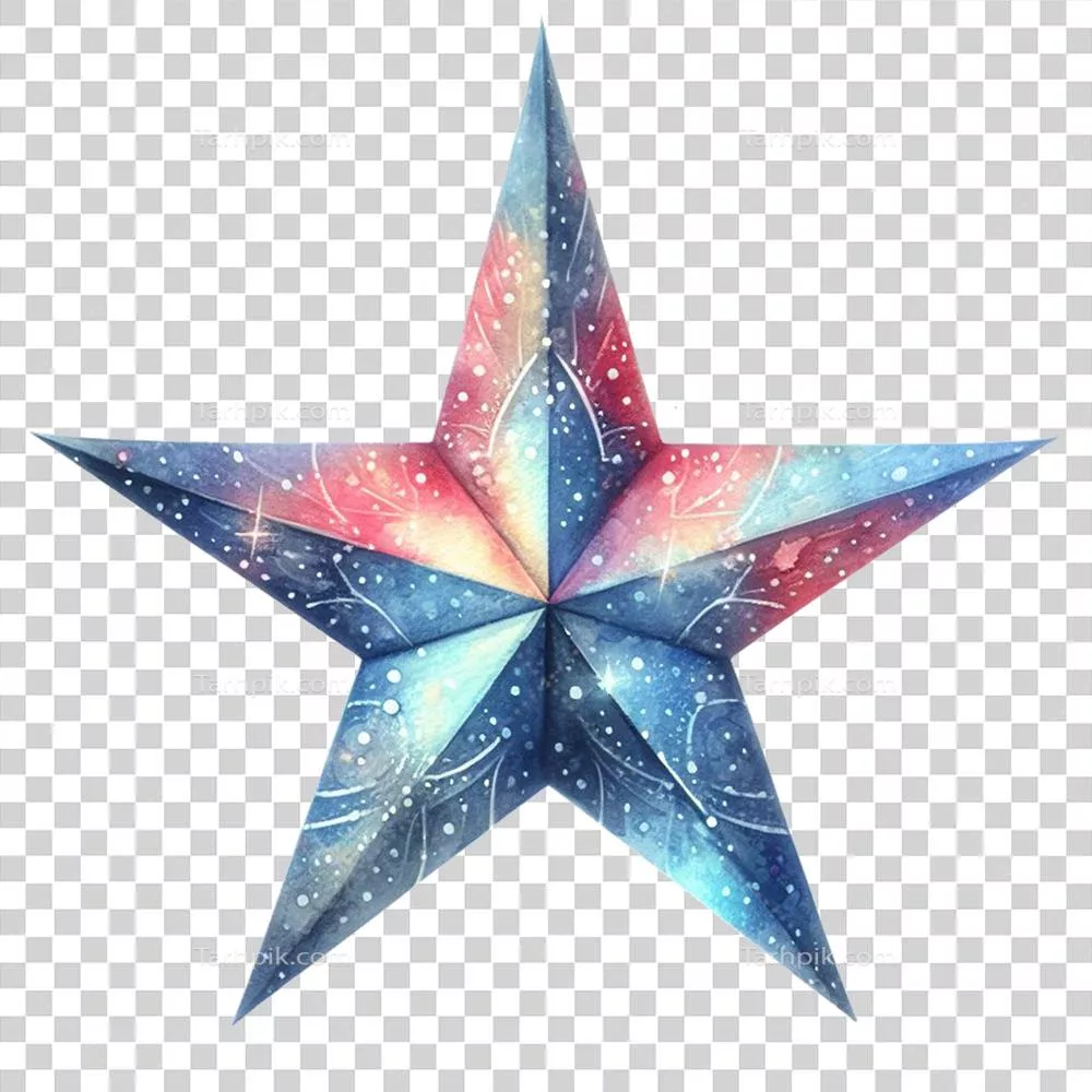 هنر آبرنگی طراحی شده با هوش مصنوعی از نماد ستاره با پسزمینه شفاف