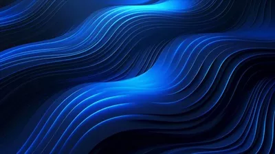 طراحی هوش مصنوعی: مجموعه خطوط دایره‌ای درخشان و انتزاعی بر زمینه آبی تیره