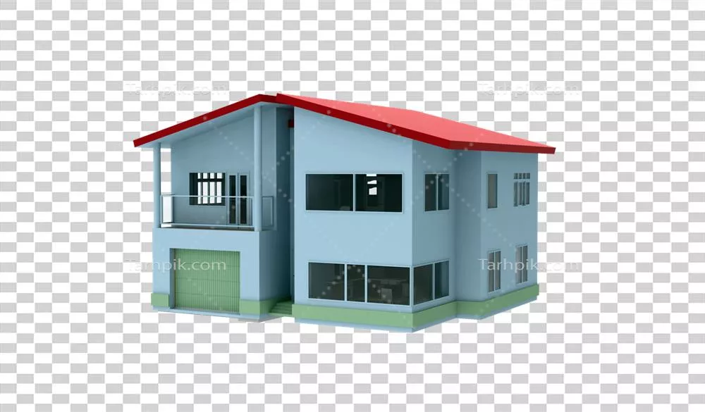 مدل سهبعدی خانه با پسزمینه شفاف برای استفاده در طراحیهای گرافیکی