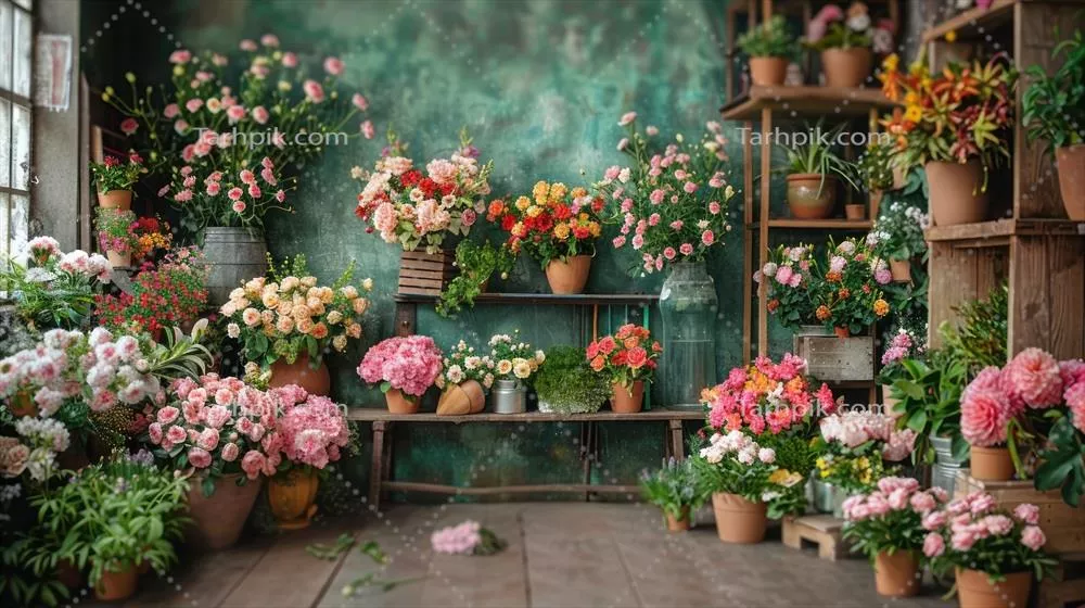پس‌زمینه و دکوراسیون اتاق عروسی با تزئینات گل زیبا