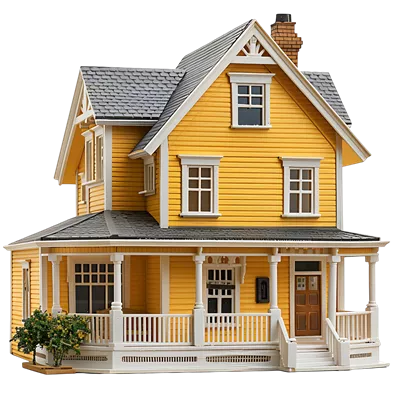 خانه دو طبقه با پسزمینه شفاف و ایزوله برای طراحی مدرن