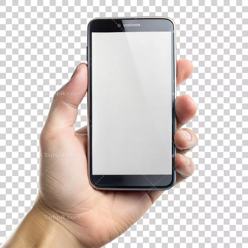 دست‌نگه‌داری گوشی هوشمند با صفحه خالی برای نمایش برنامه‌ها