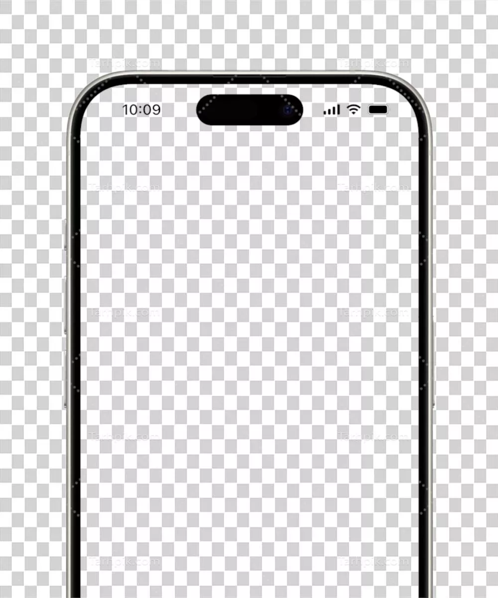 مدل گوشی هوشمند مدرن و جدید با صفحه نمایش شفاف و بدون محتوا در سبک واقع‌گرایانه