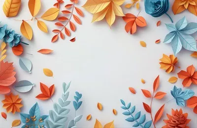 چیدمان برگهای پاییزی بر روی زمینه سفید