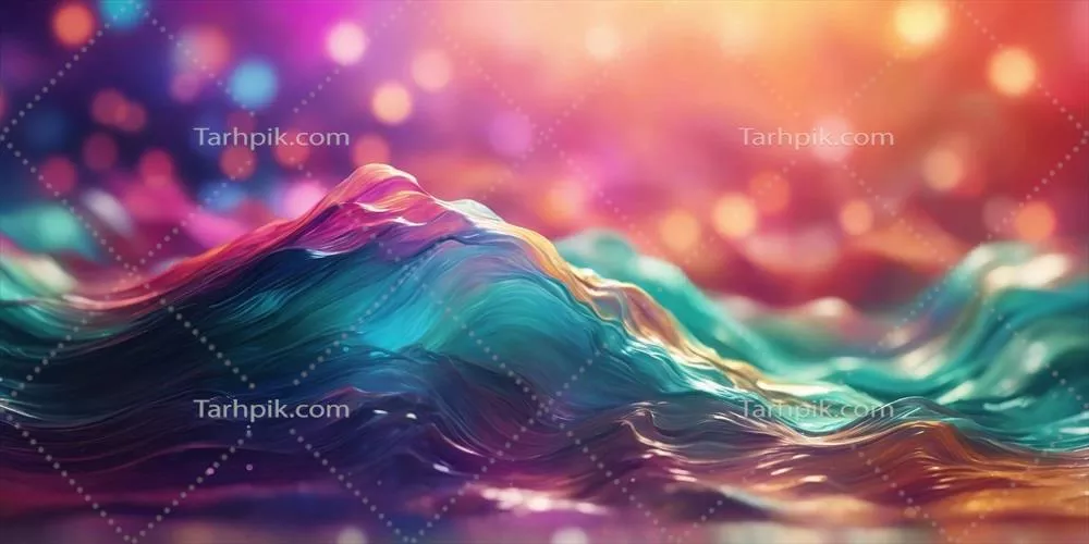 امواج انتزاعی رنگ‌ها در حال ترکیب شدن در یک جو رویایی و خیال‌انگیز