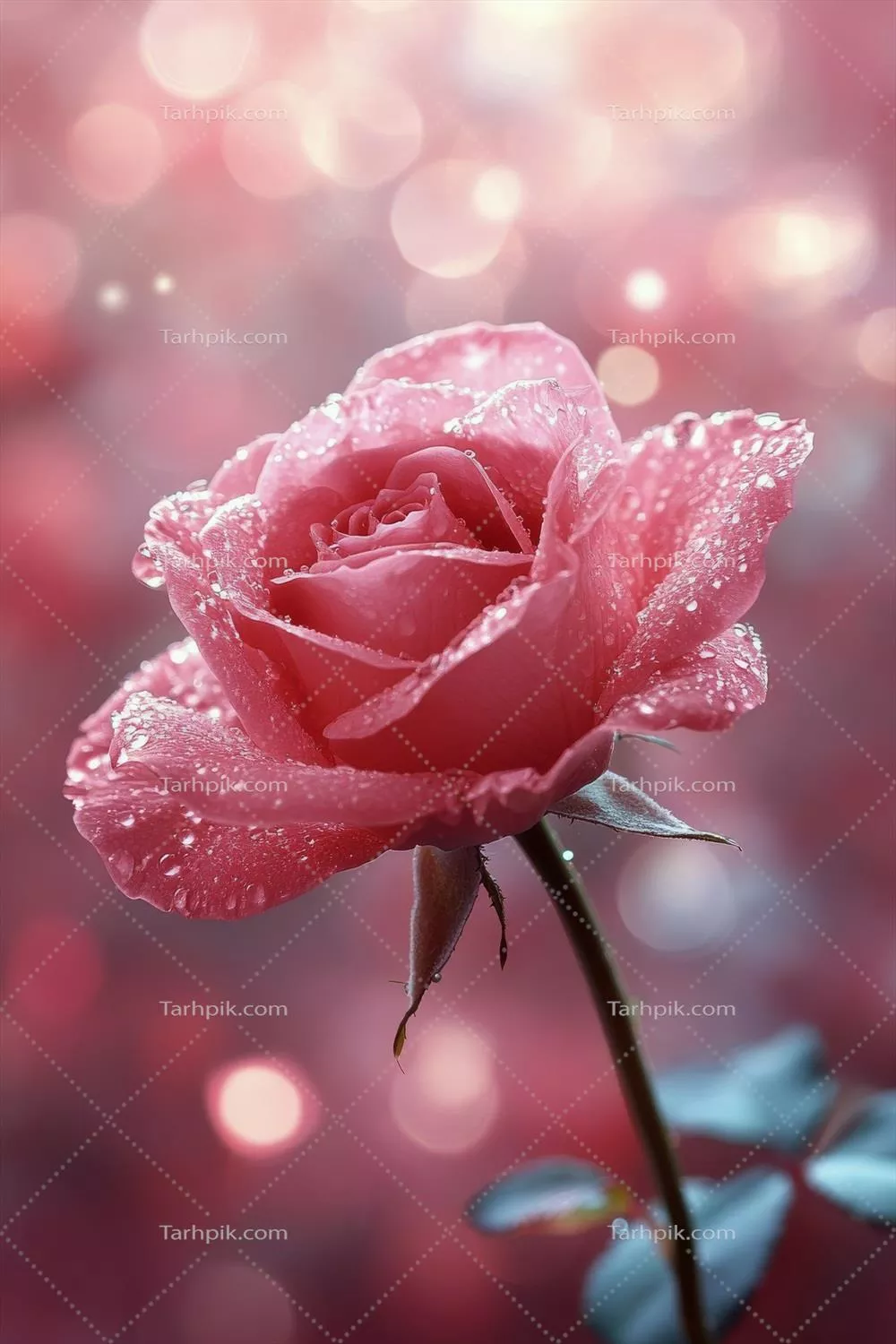 رنگین‌ترین گل‌های صورتی در پس‌زمینه‌ی نرم و رنگی در نور آفتاب بهاری