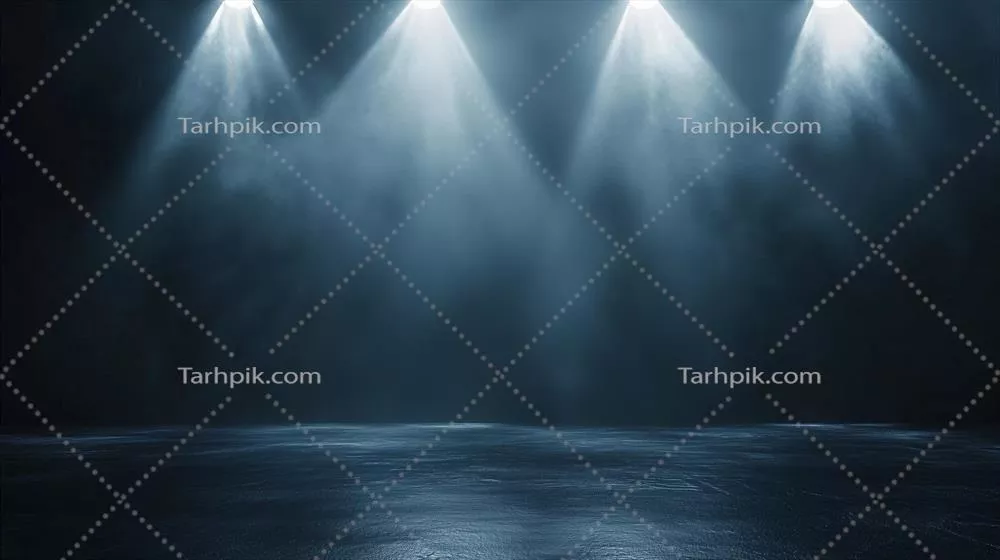 نورافکن سفید روی دیوار خاکستری در اتاق خالی و تاریک