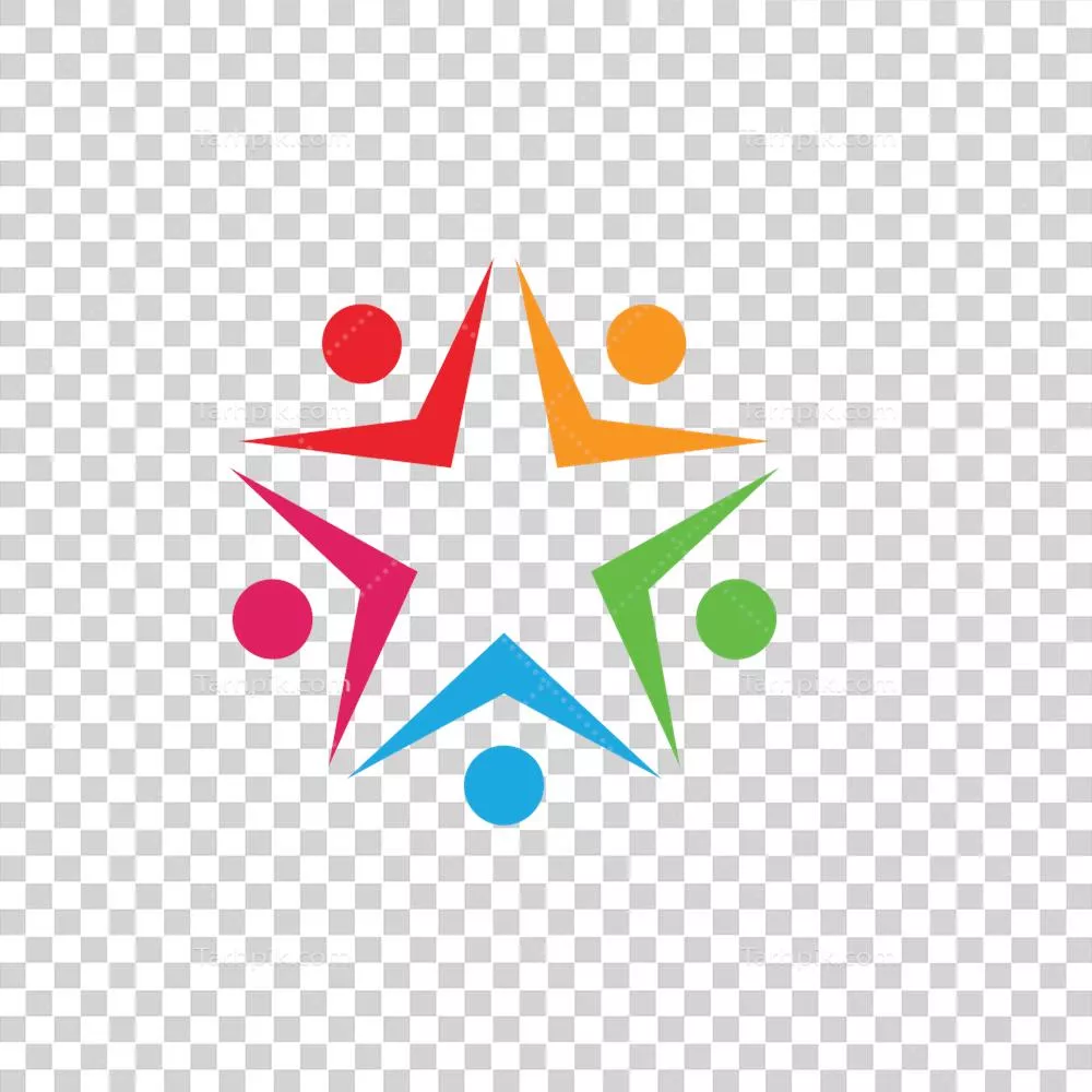 لوگوی ستاره رنگارنگ با افرادی که دست یکدیگر را گرفته‌اند