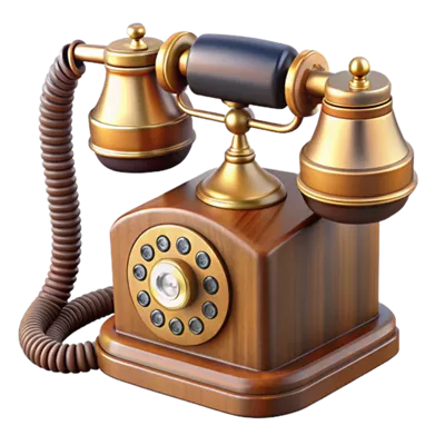 تجسم سه‌بعدی تلفن دایره‌ای چوبی vintage با طراحی جذاب