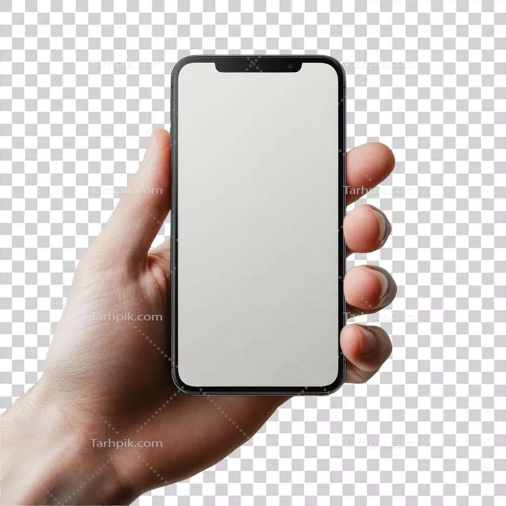 ماکت صفحه نمایش گوشی موبایل در دست با نمایش خالی برای ارائه طراحی اپلیکیشن