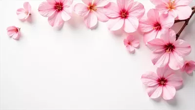 شکوفههای صورتی درخت گیلاس بر روی پسزمینه سفید