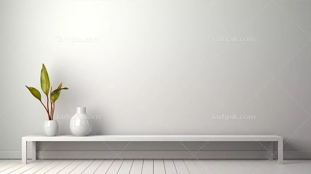 پسزمینه داخلی مینیمالیستی سفید با نورپردازی نرم و گرافیک واقعی ایجاد شده توسط هوش مصنوعی