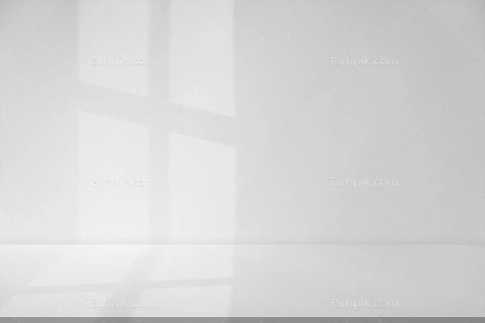 استودیو خالی با دیوار سفید و سایههای برگهای روشن برای طراحی نمایش محصول